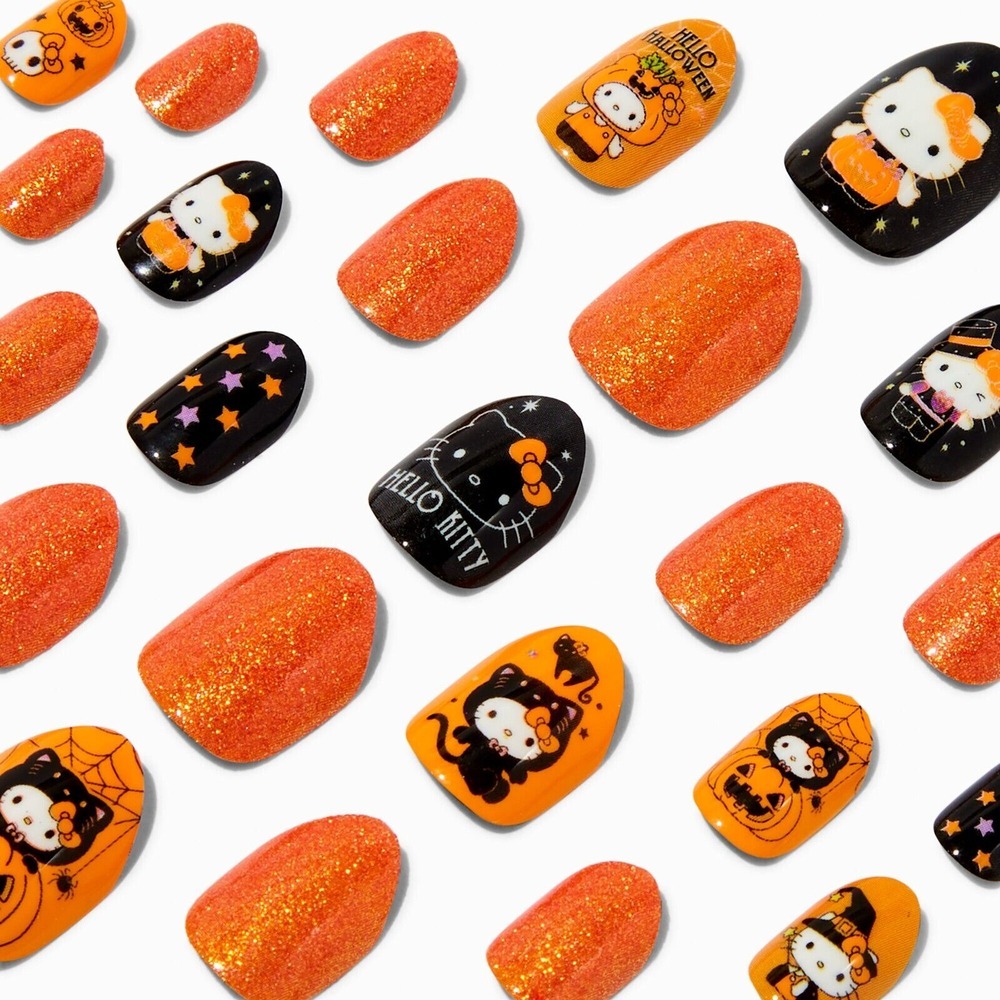 Hello Kitty® Claire's Exclusive Halloween Press On Vegan Faux Nail Set - 24 Pack